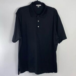 Peter Millar Men’s Short Sleeve Polo Shirt in Black All Cotton Office Golf Sz XL